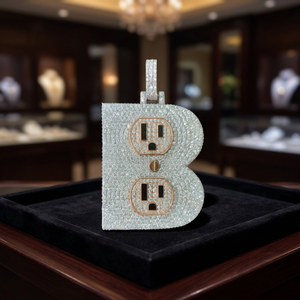 Pendentif lettre B en argent 925 et moissanite, serti de pierres rondes brillantes, plaqué or rose, breloque thématique, bijou de luxe hip-hop - Product Image 4