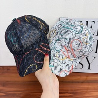 Casquette de baseball en maille style streetwear graffiti coloré unisexe, nouvelle visière incurvée respirante, chapeau de soleil printemps-été