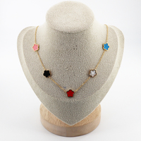 Tréboles de concha de moda Collar de flores de cinco hojas Acero inoxidable cinco hojas joyería de trébol de la suerte Collar de flores para mujer