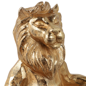 Scultura di Leone in Resina per Yoga, Finitura Dorata, Ornamento Decorativo per Casa, Esposizione su Tavolino o Mensola, Decorazione per Soggiorno - Product Image 5