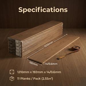 Piso Multicapa de Madera Dura de Abedul con Acabado Nogal Ahumado, Tamaño 1210X192X14mm, para Áreas de Descanso, Salones de Cigarros y Exteriores - Product Image 5