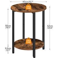 Table d'appoint moderne aspect bois, table de chevet pour canapé, avec double étagère de rangement, idéale pour petits espaces, salon et chambre