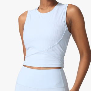 New Style High Elasticity Soft Stretchy Padded Ribbed Yoga <b>Vest</b> Push-Up Shockproof <b>Running</b> Fitness Sports <b>Vest</b> <b>Women's</b> - Product Image 1