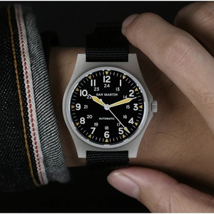 San Martin Men's Pilot <b>Watch</b> NH35 Automatic <b>Mechanical</b> Nylon Strap 38.5mm Simple Sapphire Waterproof Luminous - Product Image 5
