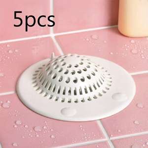 5-Piece Modern Design Silicone and Plastic Bathtub Cover with Shower <b>Drain</b> <b>Hair</b> <b>Catcher</b> for Bathroom or Kitchen Use - Product Image 2