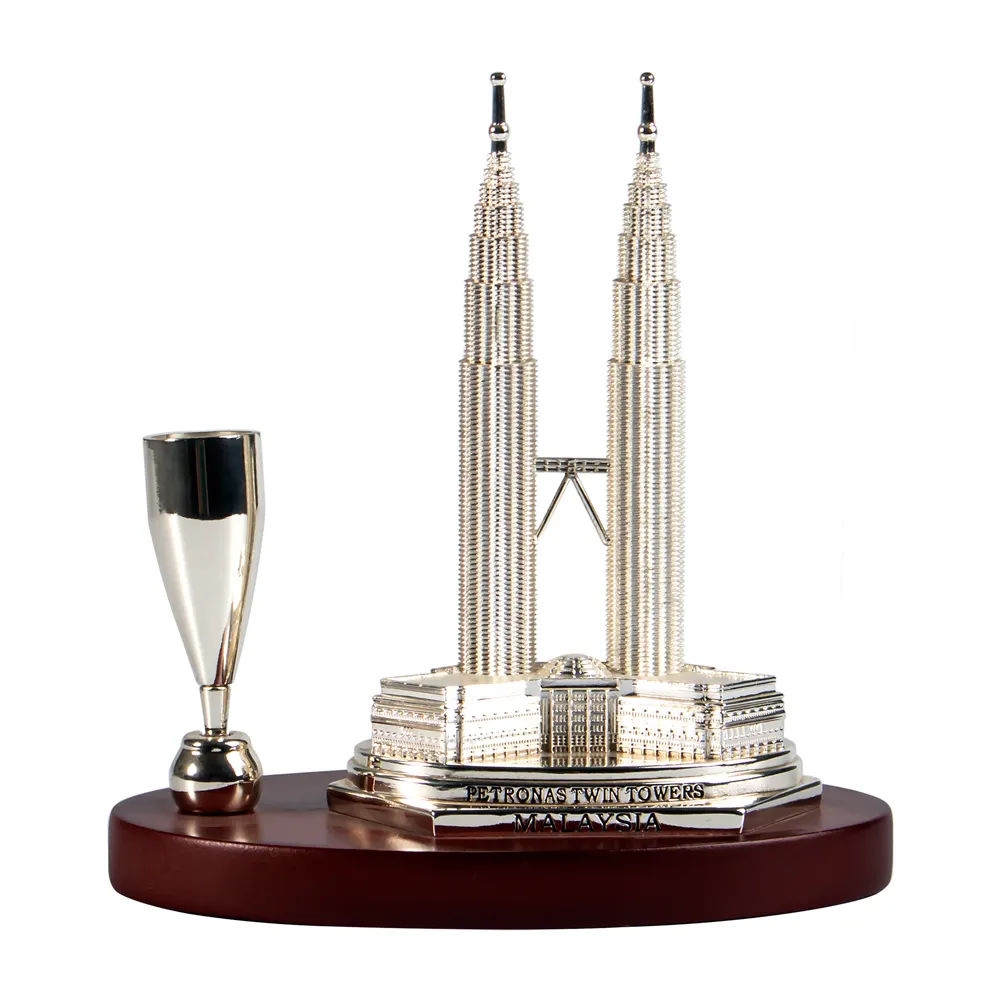 Dekorasi Rumah Model Bangunan Miniatur 3d Logam Menara Kembar Petronas Malaysia