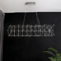 Lustre en fer cristal étoilé, design créatif et personnalisé, style européen, pour bar, avec bande lumineuse à économie d'énergie et télécommande