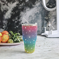 Gobelet de voyage isotherme en acier inoxydable de 30 oz avec couvercle en plastique et paille, tasse à double paroi pour le camping, le bureau et l'extérieur