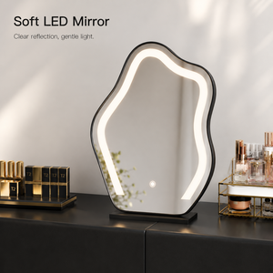 Ensemble <span class=keywords><strong>de</strong></span> coiffeuse moderne à LED avec miroir éclairé, <span class=keywords><strong>tiroirs</strong></span> <span class=keywords><strong>de</strong></span> rangement et tabouret pour chambre à coucher - Product Image 3