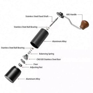 Al-Alloy Body 420 Stainless Steel Burr Homeuse Espresso Mini Small Hand Mill Portable Manual Coffee <b>Grinder</b> with Walnut Knob - Product Image 2