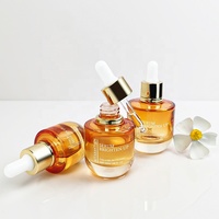 Botol kaca kemasan minyak kosmetik wajah 20Ml 30Ml 50Ml botol tetes kaca minyak esensial bulat emas bening