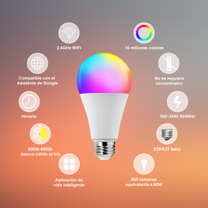 Bán Buôn A60 Rgb Alexa Google Bombillas Inteligentes Multicolores <span class=keywords><strong>Wifi</strong></span> Cho Nhà Máy - Product Image 2