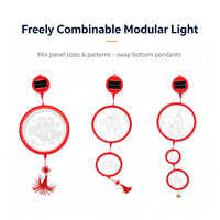 Lampe solaire suspendue pour jardin, étanche, librement combinable, lumière LED ronde en acrylique, motif personnalisé, décoration extérieure