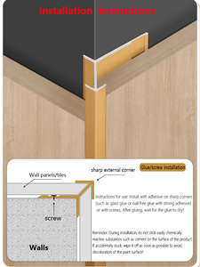 Perfiles de Aluminio Ignífugos de 18 mm <span class=keywords><strong>para</strong></span> Transición de Paredes, Tira de Cierre de Esquina Exterior Afilada <span class=keywords><strong>para</strong></span> Paneles de Madera Contrachapada - Product Image 4