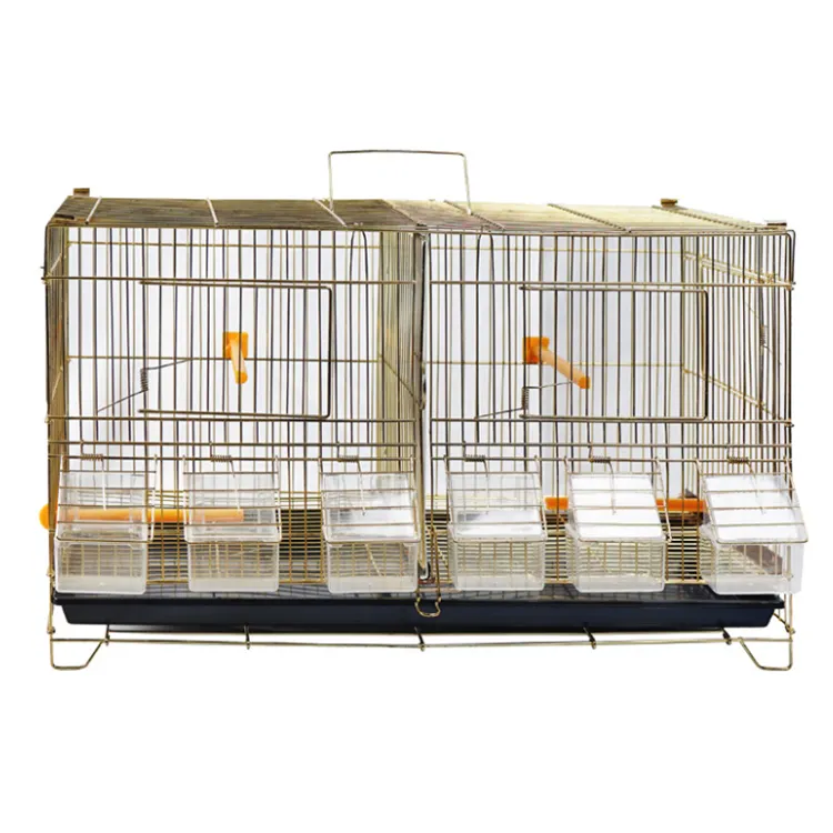 Gaiola de fabricação de pássaros, venda por atacado, dupla gaiola para criação de pássaros com divisor removível e portas de criação