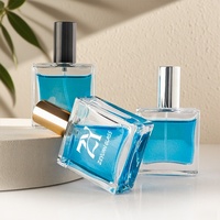 Bouteille en verre vide carré plat transparent de luxe de 30ml Bouteille de parfums en spray de 1.0 oz avec bouchon noir en or argenté
