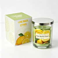 Lilin Aroma Bunga dalam Stoples Kaca dengan Tutup Logam, Label Kustom OEM A03T, untuk Kemasan Kotak Hadiah Relaksasi