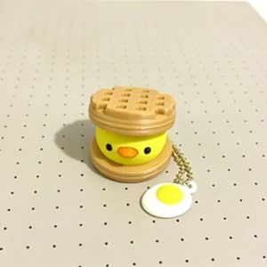 Bouton de gaufre de poulet imprimé en 3D, jouet de décompression, pendentif mignon à presser, décoration de sac, petit ornement amusant - Product Image 4