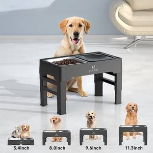 Pabrik grosir Logo kustom ditinggikan pemberi makan anjing 4-tinggi dapat diatur berdiri dengan 2 mangkuk makanan baja tahan karat besar - Product Image 5