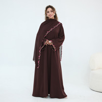 Robes pour femmes, vêtements islamiques, robe décontractée, dentelle florale, nouvelle abaya douce en Nida, robe musulmane pour femmes, hijab assorti
