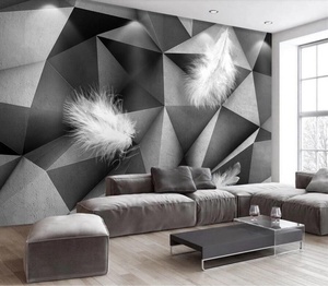 ZHIHAI Carta da Parati 3D Semplice Stile Europeo Grigio Argento con Sfondo Geometrico Solido Stile Astratto per Parete TV - Product Image 5