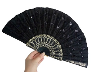 Nuevo Abanico Plegable Estilo Gitano Europeo, Ecológico, de Bambú, con Lentejuelas Multicolores y Diseño de Pavo Real para Fiestas - Product Image 1