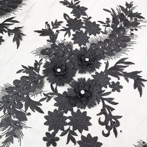 Tissu brodé en tulle noir à dentelle guipure aso ebi, robe de haute qualité, <span class=keywords><strong>prix</strong></span> d'usine, nouvelle collection - Product Image 2