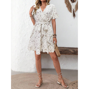 Robe élégante pour les vacances quotidiennes, style floral vintage, mode estivale, style cottage, douce, confortable pour la peau, robes décontractées - Product Image 4