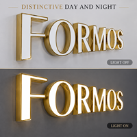 Lettres en relief LED personnalisées plaquées or, face en acrylique, logo 3D, enseigne pour devanture de magasin, signalétique commerciale