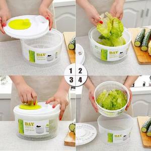 <b>Plastic</b> Salad Spinner <b>Kitchen</b> Tool Manual Eco-Friendly Salad Fruit Drain Wash Basin - Product Image 3