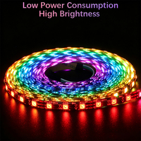 Tira de LED Flexible Direccionable WS2811 de 12V, Negra, FPC, 5050 RGBIC, 3M, con Cinta Adhesiva de Doble Cara, para Iluminación de Paisajes y Árboles