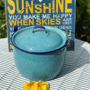 26cm 32cm 36cm Mexico Style <strong>Turquoise</strong> Color Outdoors Kitchen Cookware Enamel Convex Camping Water Soup Pot <strong>Kettle</strong> with Lid - Product Image 2