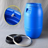 Seau de stockage d'eau en plastique de 60 L, étanche, pour voiture, camping-car, usage domestique, grande capacité, ouverture supérieure, baril bleu en plastique de 60 L