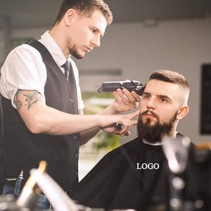 Cape de salon en gros avec logo personnalisé, robe de barbier, châ<span class=keywords><strong>le</strong></span> de coupe de cheveux, capes de coiffure, tissu, faible MOQ, unisexe - Product Image 6