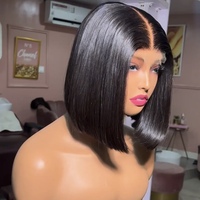 SDD Bone Straight Short Bob Pelucas Cabello humano Super Thin Hd 13X4 HD Pelucas frontales de encaje para mujeres negras Pelucas de encaje completo brasileño crudo