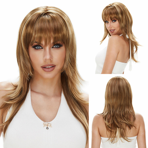 Perruque Transfrontalière <span class=keywords><strong>Femme</strong></span> Vin Rouge Cheveux Longs Raides Style Japonais Frange <span class=keywords><strong>Femme</strong></span> Cheveux Longs <span class=keywords><strong>Coiffure</strong></span> Pleine Tête - Product Image 3