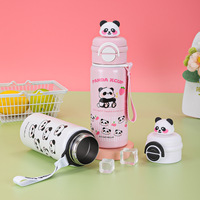 Termo Infantil Seaygift con Diseño de Panda de Dibujos Animados, Acero Inoxidable 316, Portátil, con Doble Pared Aislante y Pajita para Beber