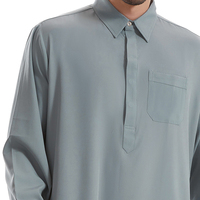 Eid Musulman Hommes Jubba Thobe Hommes Longue Chemise Robe 2025 Ramadan Revers Robe Saoudien Musulman Porter Abaya Caftan Dubaï Robe Arabe