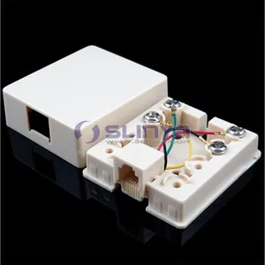 Double電話電話接続ボックスFemale RJ11 8P4C Wall Mount Modular Phone Jack Block Box