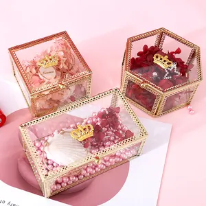 European Crown Style Schmuck Aufbewahrung sbox Exquisite polygonale Glas kosmetik Prinzessin Schmuck Ring Halskette Geschenk verpackung Box