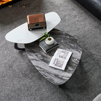 Ensemble de 2 tables basses de luxe en céramique noire modernes pour salon et maison