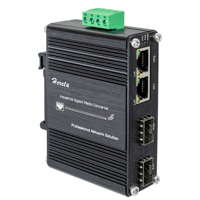 Convertisseur de média industriel Gigabit 2 ports fibre 2 ports SFP 2 ports RJ45 10/100/1000Base T 2 emplacements SFP 100/1000Base X Entrée 12~48 VDC