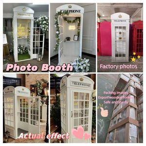Cabina telefónica blanca lisa para bodas con audio, libro de visitas telefónico, cabina telefónica estilo Londres, buzón y juego de sillas para decoración de eventos de boda - Product Image 6