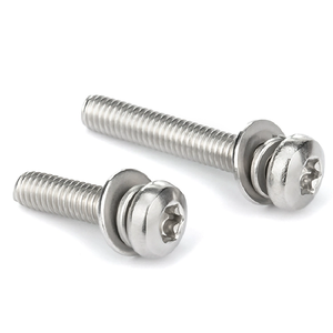 Vis à tête cylindrique Torx à <span class=keywords><strong>six</strong></span> lobes en acier au carbone avec revêtement zingué et rondelle M3 x 16 mm M4 M5 M6 M8 – Trois vis combinées - Product Image 4