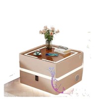 Table de chevet intelligente pour chambre à coucher, style moderne et simple, ambiance crème, lampe à induction, lumière de luxe avancée, suspension en bois, dalle de roche
