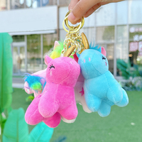 Porte-clés licorne en peluche douce de 9 cm, mini poupée licorne rose en peluche, jouet animal en peluche, porte-clés