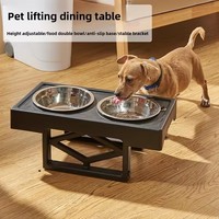Bol surélevé pliable pour animaux Elecpet, hauteur réglable sur 3 niveaux, support détachable, antidérapant, double bol en acier inoxydable