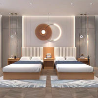 Modernes Design Hotelzimmer-Set für Holiday Inn Standardzimmer, Komplett Möbliertes Doppelbett-Apartment mit TV-Schrank aus Holz