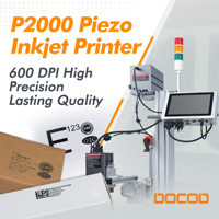 Impresora de Inyección de Tinta Piezoeléctrica DOCOD P2000 con Pantalla Táctil de 10.1 Pulgadas, Control Dividido, 600dpi, Máquina de Codificación PIJ Anti-Decoloración para Papel Tapiz/Tuberías