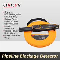 Detector de bloqueo de tuberías batería de litio USB cable 20m 30m alcance 50cm localizador de atascos de tuberías